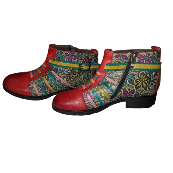 Socofy Retro Leather Ankle Booties sz.7.5 - Picture 2 of 7